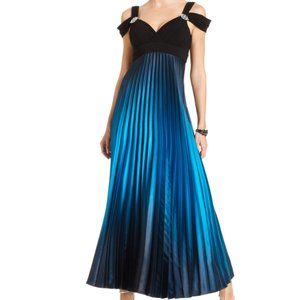 Betsy & Adam Sleeveless Offshoulder Pleated Ombre Prom Dress